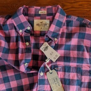 Hollister Button Shirt Hot Pink/Blue Plaid